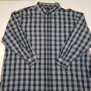 Harbor Bay 3XL blue & gray plaid long sleeve shirt.‎ cotton & polyester